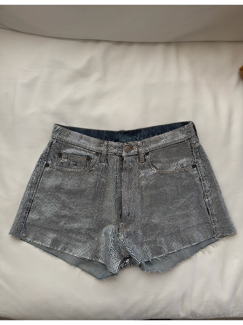 Maison Margiela Crystal embellished denim shorts